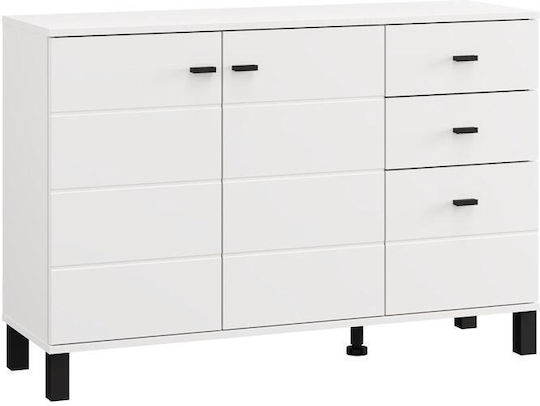 Μπουφές Ξύλινος με Συρτάρια Λευκό 116x35x78cm