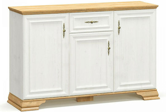 Μπουφές από Ξύλο Jaden με Συρτάρια Golden Oak / Λευκό Antique 137.5x39x88.5cm