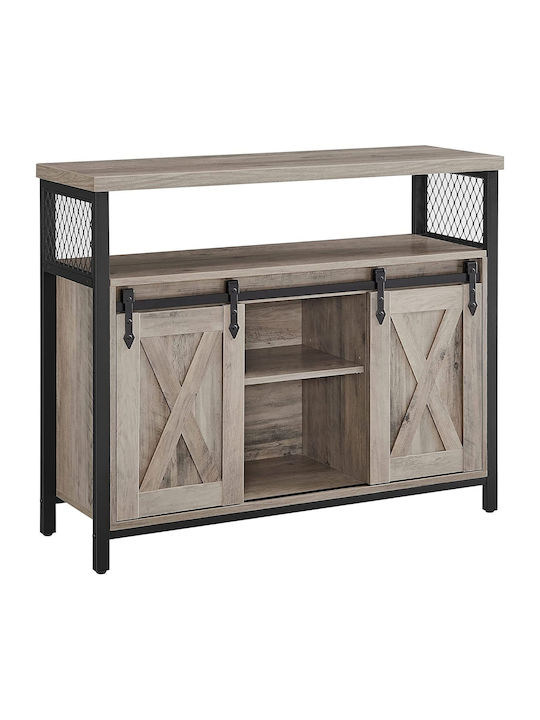 Sideboard Country Style Wooden Grey Black 100x33x80cm