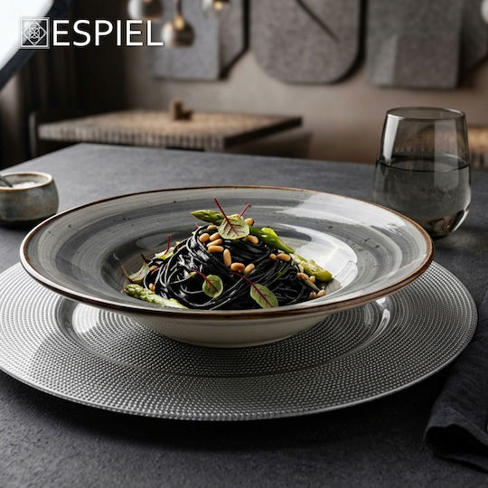 Espiel Shallow Plastic Silver Serving Plate with Diameter 33cm 6 Pieces