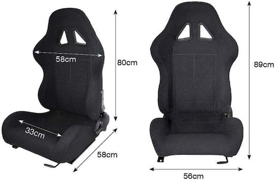 Autoline Eimer Neigbare rechte Stoff-Grau-Sitz Gray