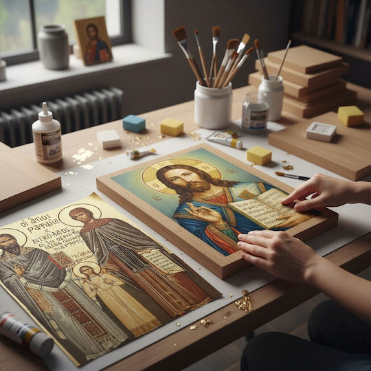 Ριζόχαρτο Decoupage A3 Άγιος Ραφαήλ Άγιος Νικόλαος Αγία Ειρήνη Ιησούς Χριστός Αγιογραφίες