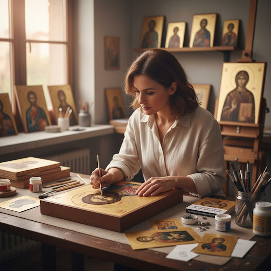 Ριζόχαρτο Decoupage Α3 Ιησούς Χριστός Παντοκράτωρ Παναγία Αγιογραφία