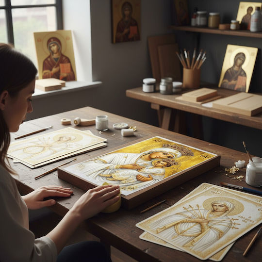 Ризохартия Decoupage A3 Панагия Ептаспафи Панагия Йерусалимска Свещени Изображения