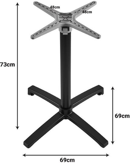 Pakketo Levo Stand De Masă Metalic Tabelul Cu Reglaj Negru 69x69x73cm