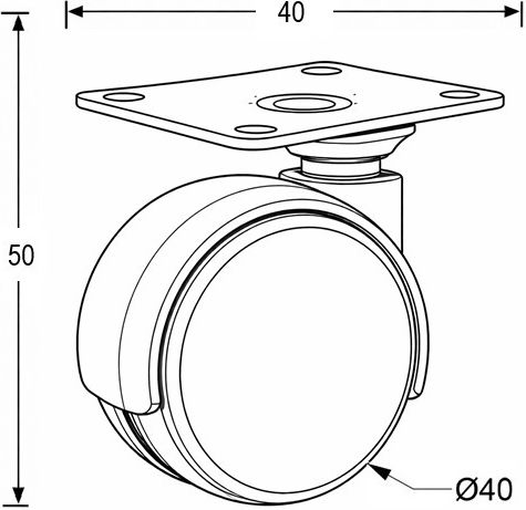Finetto Roata de mobilier din Plastic Negru