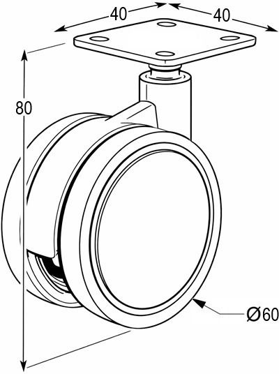 Finetto Furniture Wheel made of Plastic Gray 6x8cm