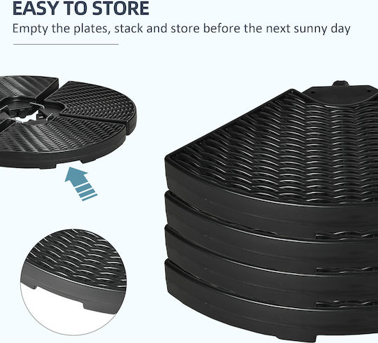 Outsunny Umbrella Stand made of Plastic Black Velvet-Black Metal 100x100x8cm 4pcs