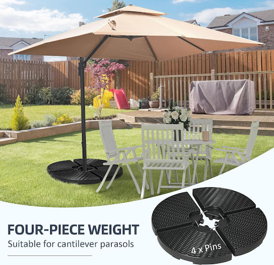 Outsunny Umbrella Stand made of Plastic Black Velvet-Black Metal 100x100x8cm 4pcs