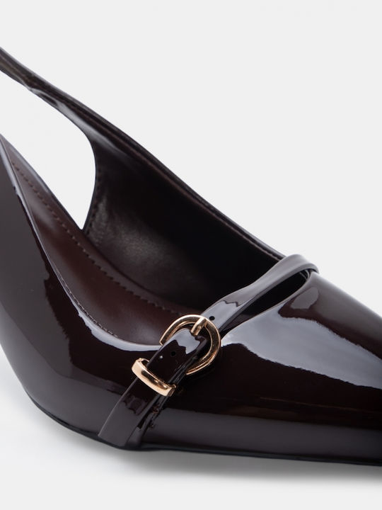 Pointed Toe Heels with Strap Brown