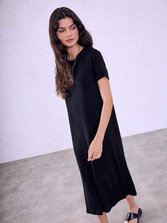 Celestino Rochie de Damă Elastică Midi Neagră