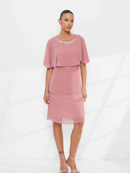 Rochie Midi De Vară Pentru Nuntă / Botez Roz A2834_013
