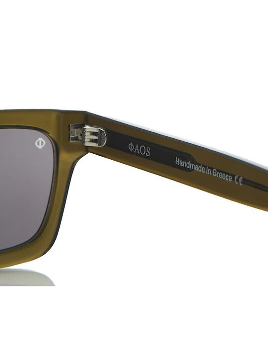 Faos Men's Sunglasses with Green Plastic Frame and Gray Lens 474341