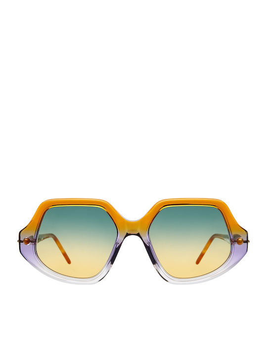 Kuboraum Unisex Sunglasses With Multicolour Horn-Rimmed Frame And Multicolour Gradient Lens