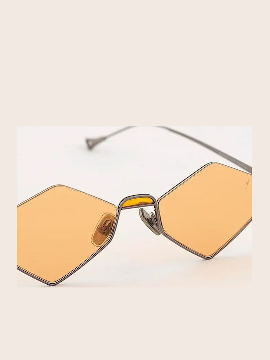 Eyepetizer Asakusa Unisex Sunglasses with Gold Metal Frame and Orange Mirror Lens ASAKUSA-3-67-51