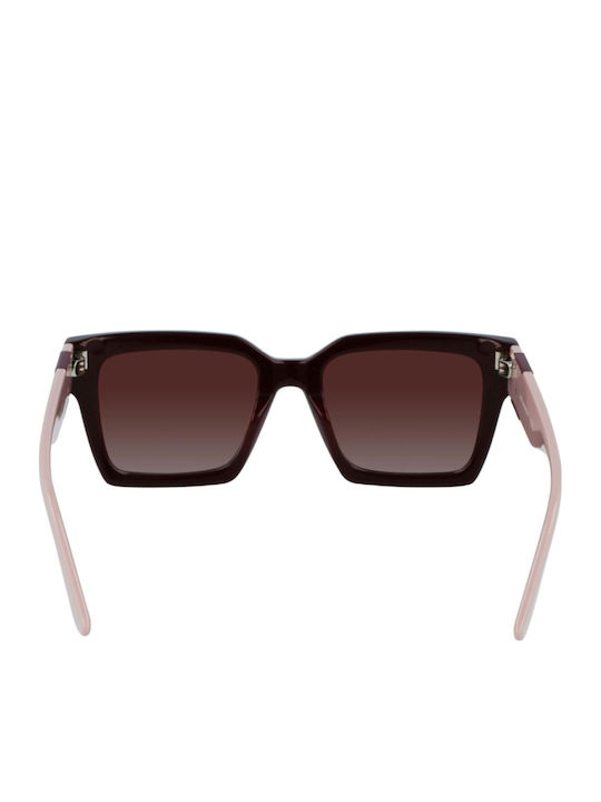 Karl Lagerfeld Feminini Ochelari de soare cu Burgundy Cadru și Maro Degrade Lentilă