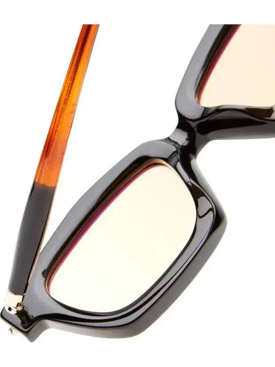 Kuboraum Mask P25 8t Unisex Sunglasses With Black Horn-Rimmed Frame And Yellow Lens
