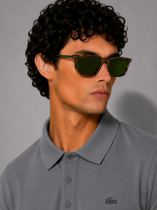 Lacoste Men's Sunglasses with Brown Plastic Frame and Black Lens L6017S-214