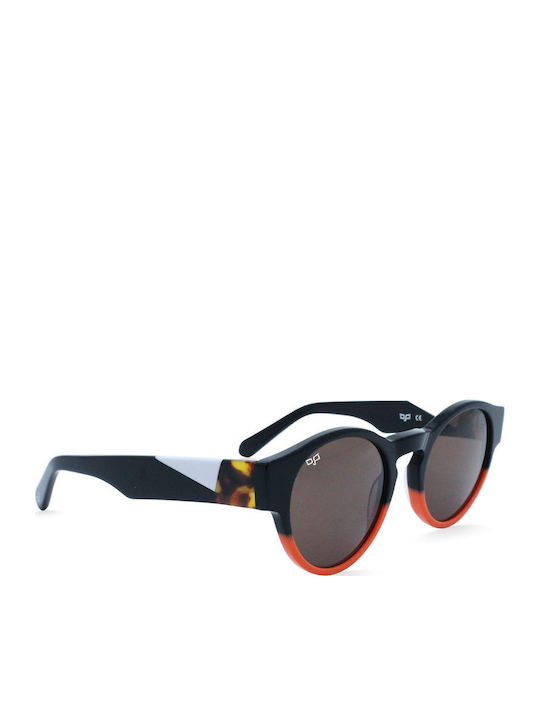 OJO Sunglasses Round Γυναικεία Γυαλιά Ηλίου με Πολύχρωμο Κοκκάλινο Σκελετό και Καφέ Φακό 32OPL36336