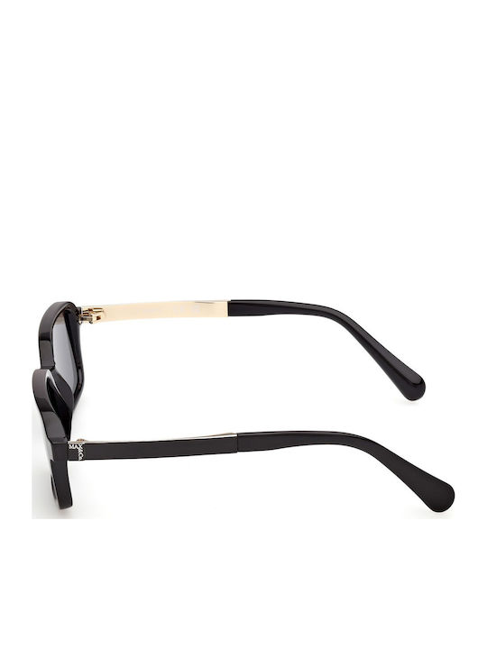 Max & Co Women's Sunglasses with Black Horn-Rimmed Frame and Black Lens MO0159 01A