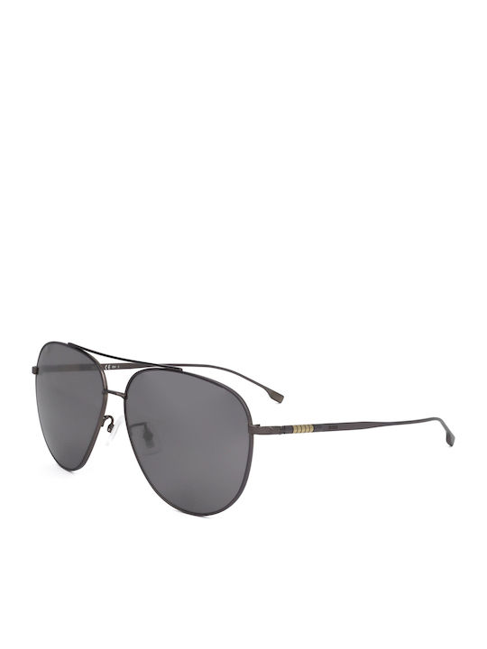 Boss Men's Sunglasses with Gray Metal Frame and Black Mirror Lens S0380232