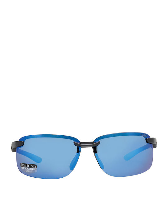 Flyair Men's Sunglasses with Black Horn-Rimmed Frame and Blue Lens