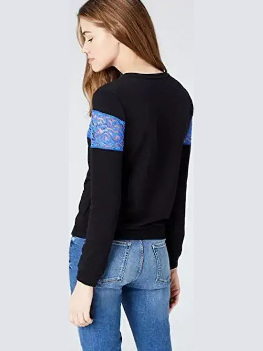 Γυναικεία Μπλούζα Βαμβακερή Μακρυμάνικη Floral Black/blue
