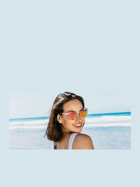 Smith Unisex Sunglasses With Transparent Frame And Transparent Polarized Mirror Lens