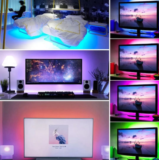 LED-Streifen USB 5V RGB Licht 3m Typ SMD5050 mit Netzteil & Fernbedienung