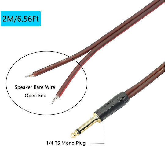 Audio Cable Xmsjsiy 0597734 8865-18 1/4 TS към Speaker 6.35 мм Моно Щепсел OFC HiFi 6.3 мм TS Кабел за Говорители Червен 2 м
