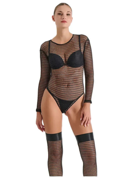 Milena by Paris Sexy Κορμάκι Διχτυωτό Μαύρο