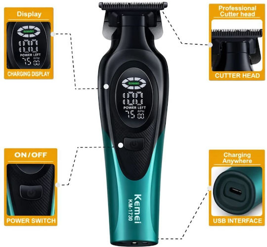 Kemei KM-1730 Elektrische Rasierer Gesicht Wiederaufladbar