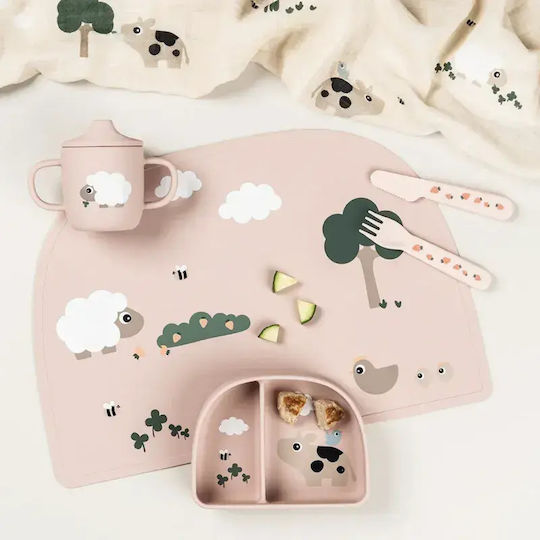 Done by Deer Παιδικό Μπωλ Φαγητού Tiny Farm από Σιλικόνη Ροζ