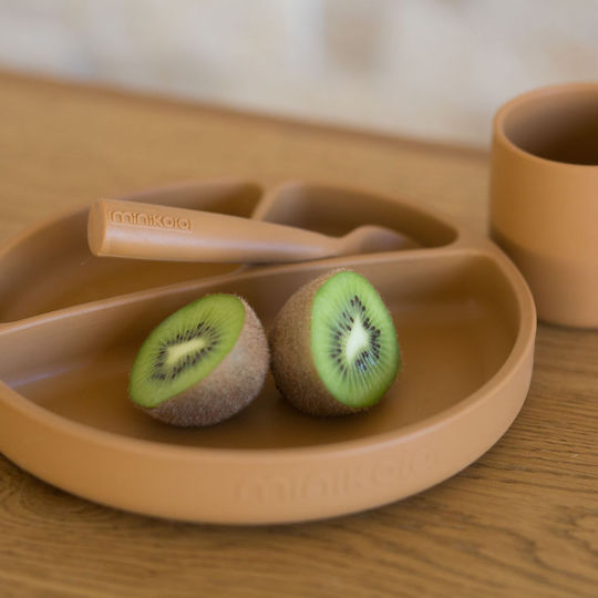 Minikoioi Детска Чиния за Хранене Portions от Силикон Зелен