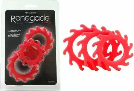 Ns Novelties Renegade Gears Комплект Пръстени Петел Силикон Червени 3бр