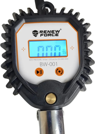 Pistol De Umflare Profesionistă Pentru Anvelope Cu Manometru Digital Lcd 0-18 Bar Furtun De 55 Cm Acuratețe 0.01 Bar Conexiune 1/4"