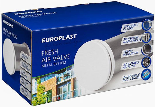 Europlast Smk2-100db - Natural ventilation kit, metal, with soundproofing and protection mesh