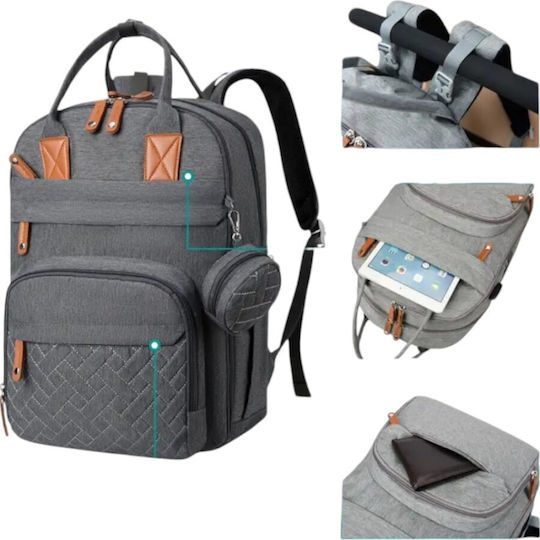 Queen Mother Diaper Bag Backpack Gray 35x15x44cm