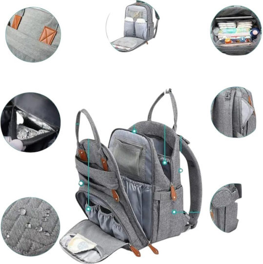 Queen Mother Diaper Bag Backpack Gray 35x15x44cm