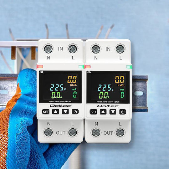 Qoltec Energy Analyzer Electric Panel Digital Rail Single-Phase Wi-Fi Tuya 50981