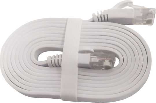 Flat U/UTP Cat.6 (Gigabit) Καλώδιο Δικτύου Ethernet 1.5m Λευκό