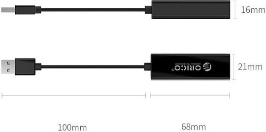 Orico UTJ-U3 USB Netzwerkadapter mit Verkabelter Verbindung Gigabit Ethernet