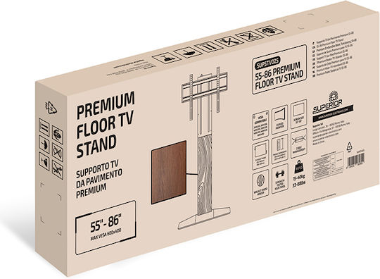 Superior 188-0088 Suport TV De Pardoseală Până La 86" și 40kg Argintiu