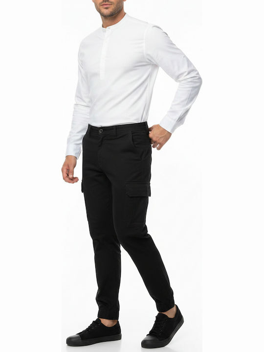 Pantaloni Cargo cu Croială Slim Negru