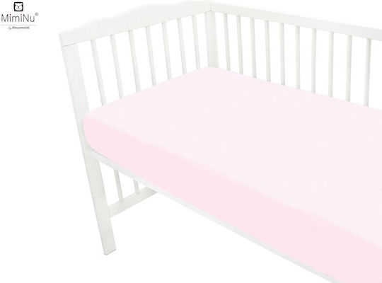 MimiNu Lenjerie De Patut Bebe Cu Cauciuc Roz 140x70cm MimiNu Lenjerie De Patut Bebe Cu Cauciuc Roz 140x70cm