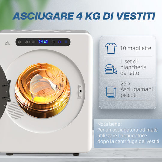 HomCom B61-010V90WT Uscător 3kg cu Pompă de căldură