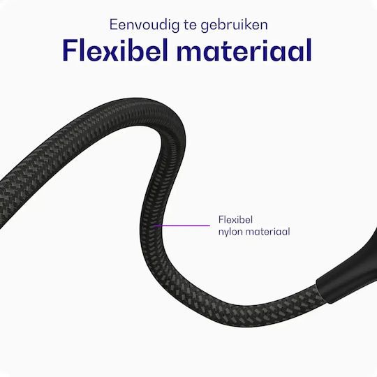 Buddi Flex Cable USB-C male - USB-C 100W Μαύρο 5m