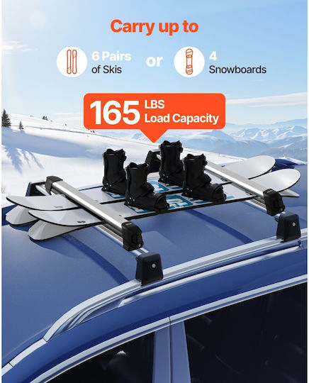 Vevor Aluminum Car Roof Racks Suitable for 6 Ski Pairs