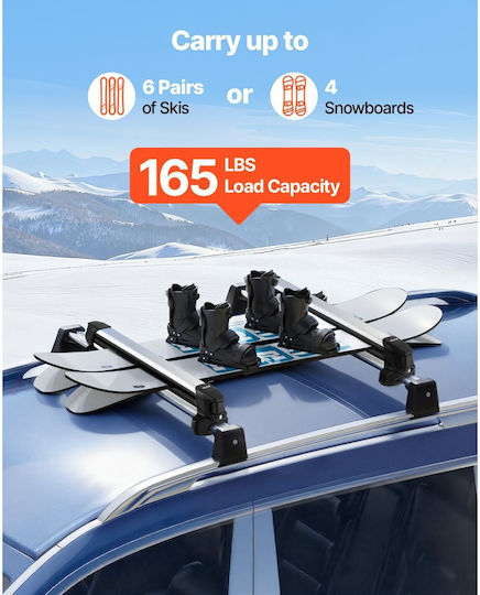 Vevor Aluminum Car Roof Racks Suitable for 6 Ski Pairs