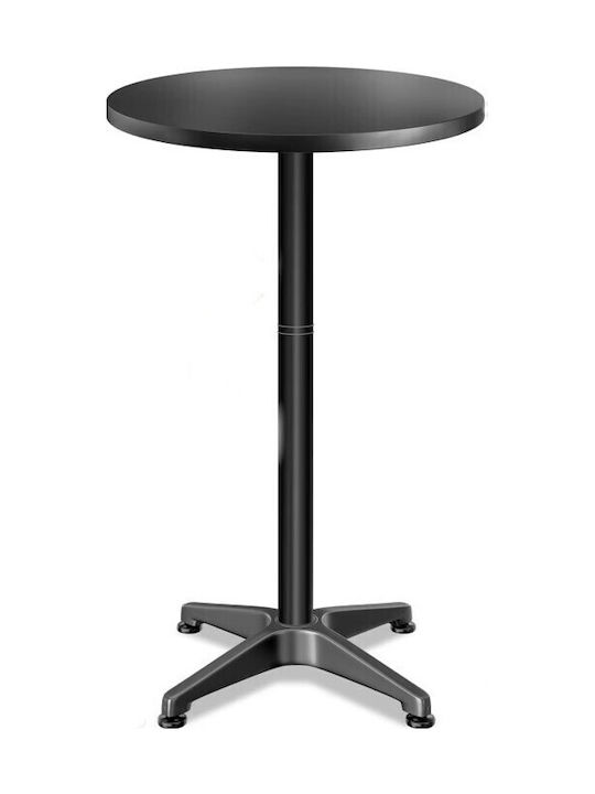 Round Wooden Bar Table with Black Aluminum Frame 60x60x70cm